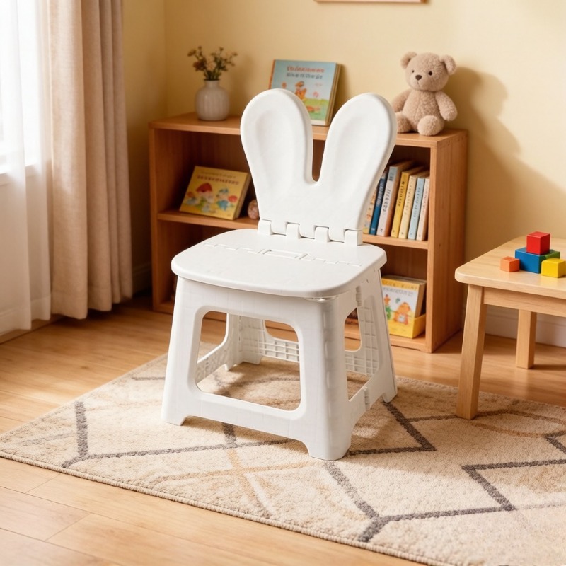 Kids Outdoor Folding Chair - 2 adet kalınlaştırılmış tavşan karikatür katlanır