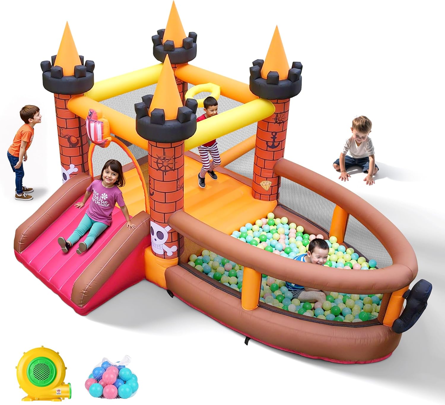 Kids Outdoor House With Slide - 3-8 Yaş Çocuklar İçin Şişme Oyun