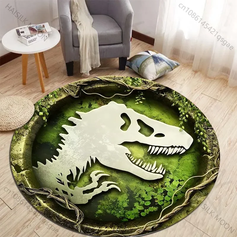 Kids Outdoor Flooring - HD 3D Dinozor Baskı Yuvarlak Halılar