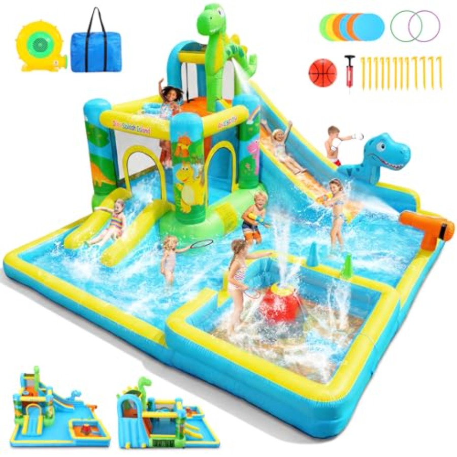 Kids Outdoor House With Slide - Açık hava arka bahçe şişme su