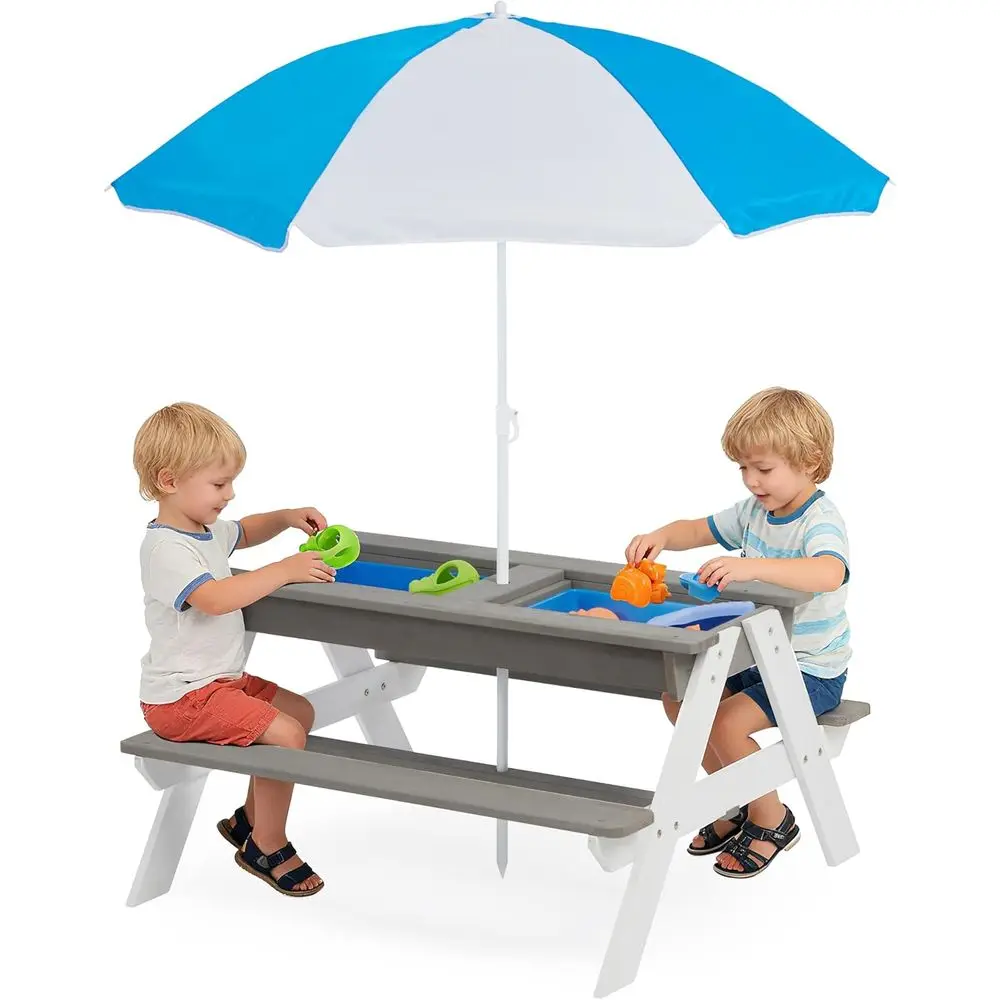Kids Outdoor Picnic Table - Çocuklar için 3'ü 1 Arada Ahşap