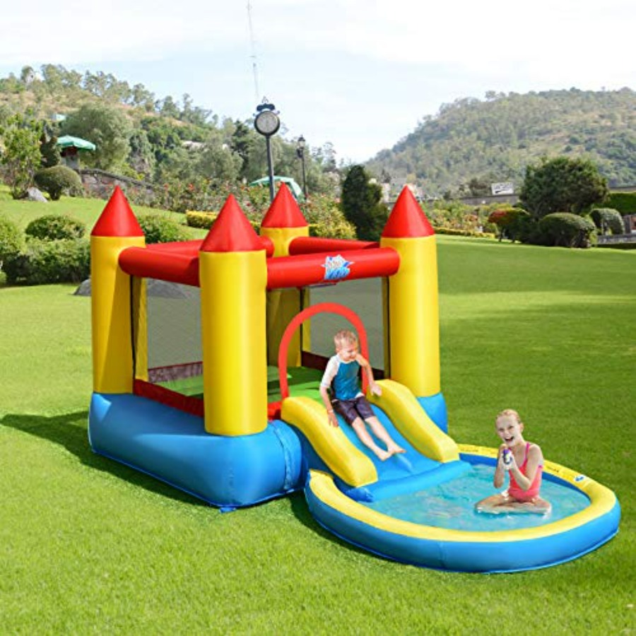Kids Outdoor House With Slide - 3-5 yaş arası çocuklar için şişme