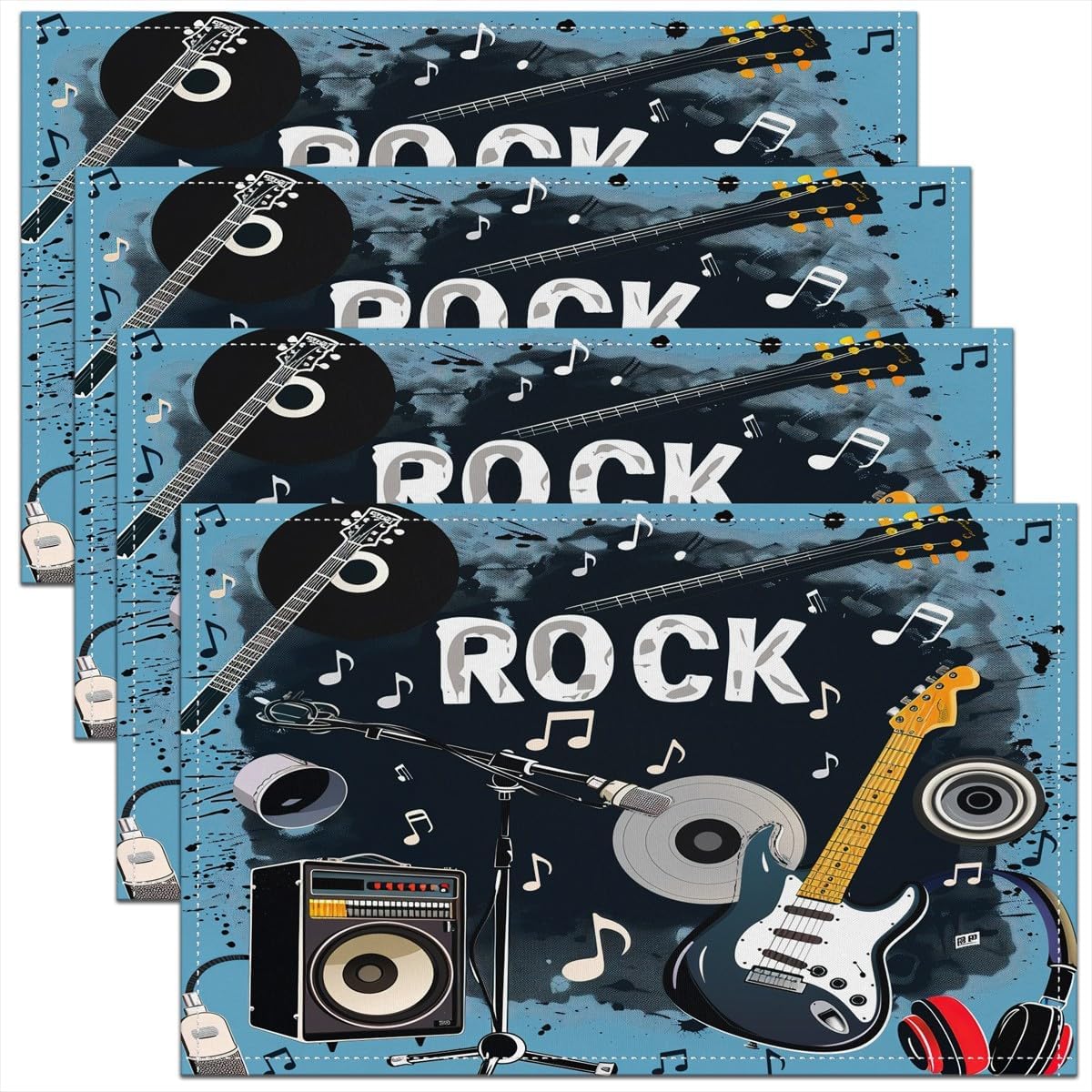Kids Outdoor Table - Rock Müzik Servis Altlıkları 4'lü Set