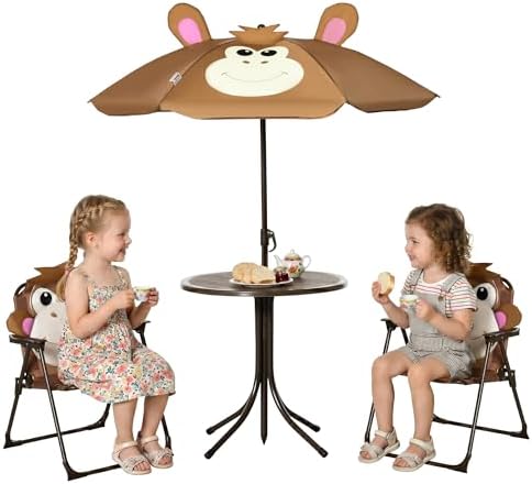 Kids Outdoor Table And Chairs With Umbrella - Çocuk Masa ve Sandalye Takımı Piknik
