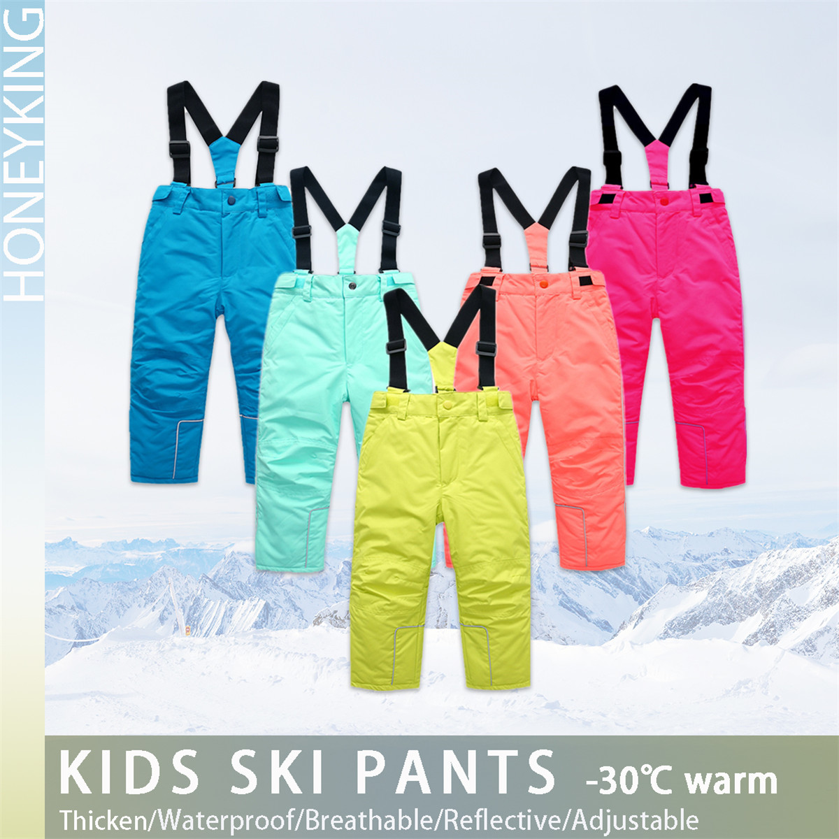 Kids Outdoor Overalls - HONEYKING Çocuklar Kayak Pantolon Kış Açık