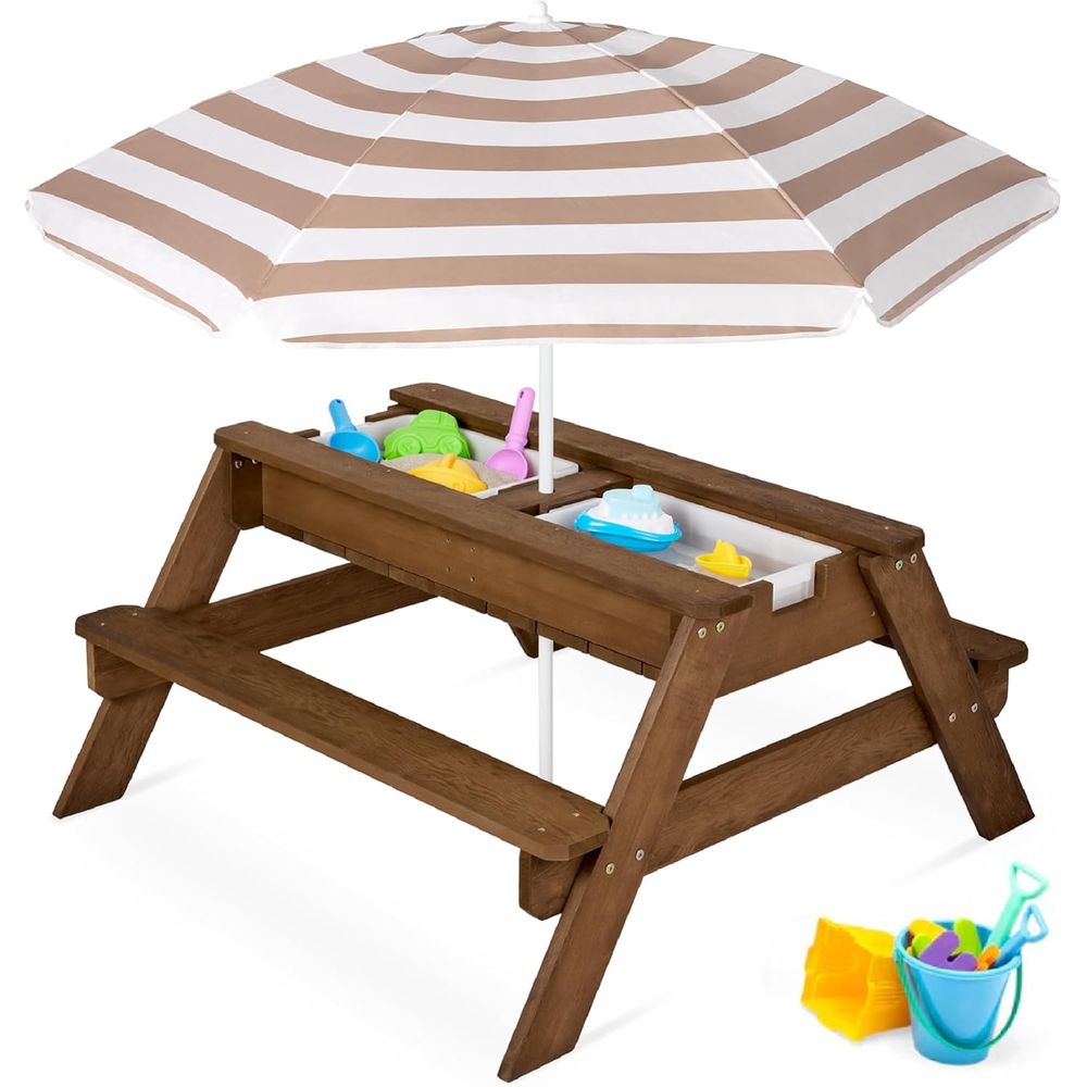 Kids Outdoor Picnic Table - Çocuklar için Şemsiyeli Piknik Masası, 3'ü