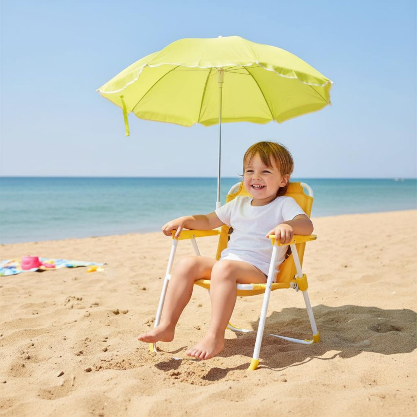 Kids Outdoor Folding Chair - Güneşlikli Çocuk Taşınabilir Sandalyesi, Şemsiyeli Hafif