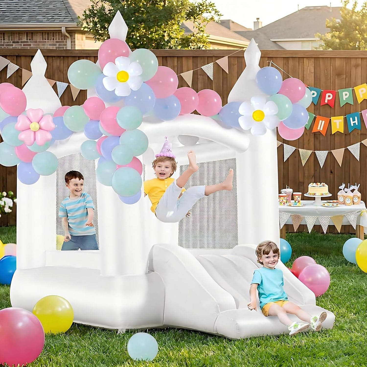 Beyaz Zıplama Evi İç ve Dış Me - Kids Outdoor House With Slide incelemesi ve fiyatı