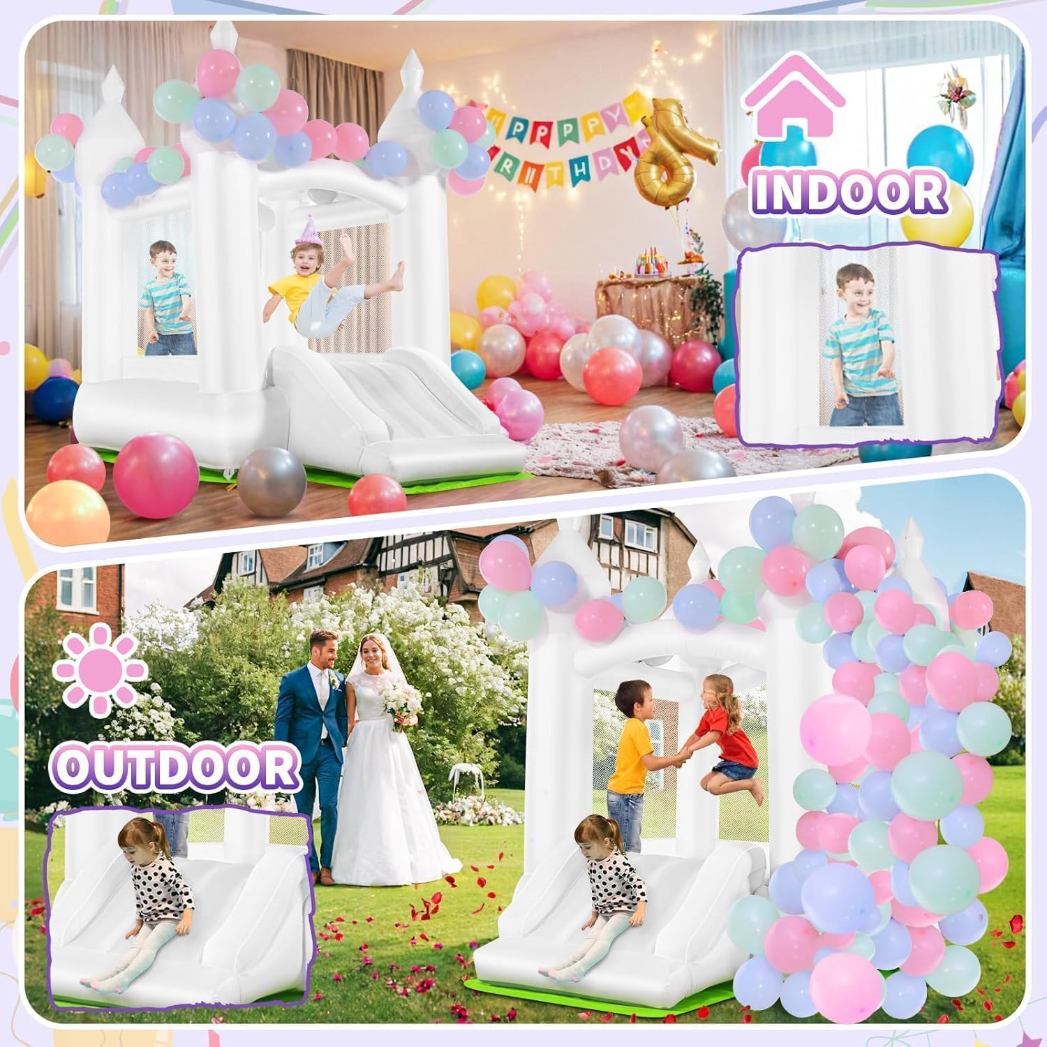 Beyaz Zıplama Evi İç ve Dış Me - Kids Outdoor House With Slide incelemesi ve fiyatı