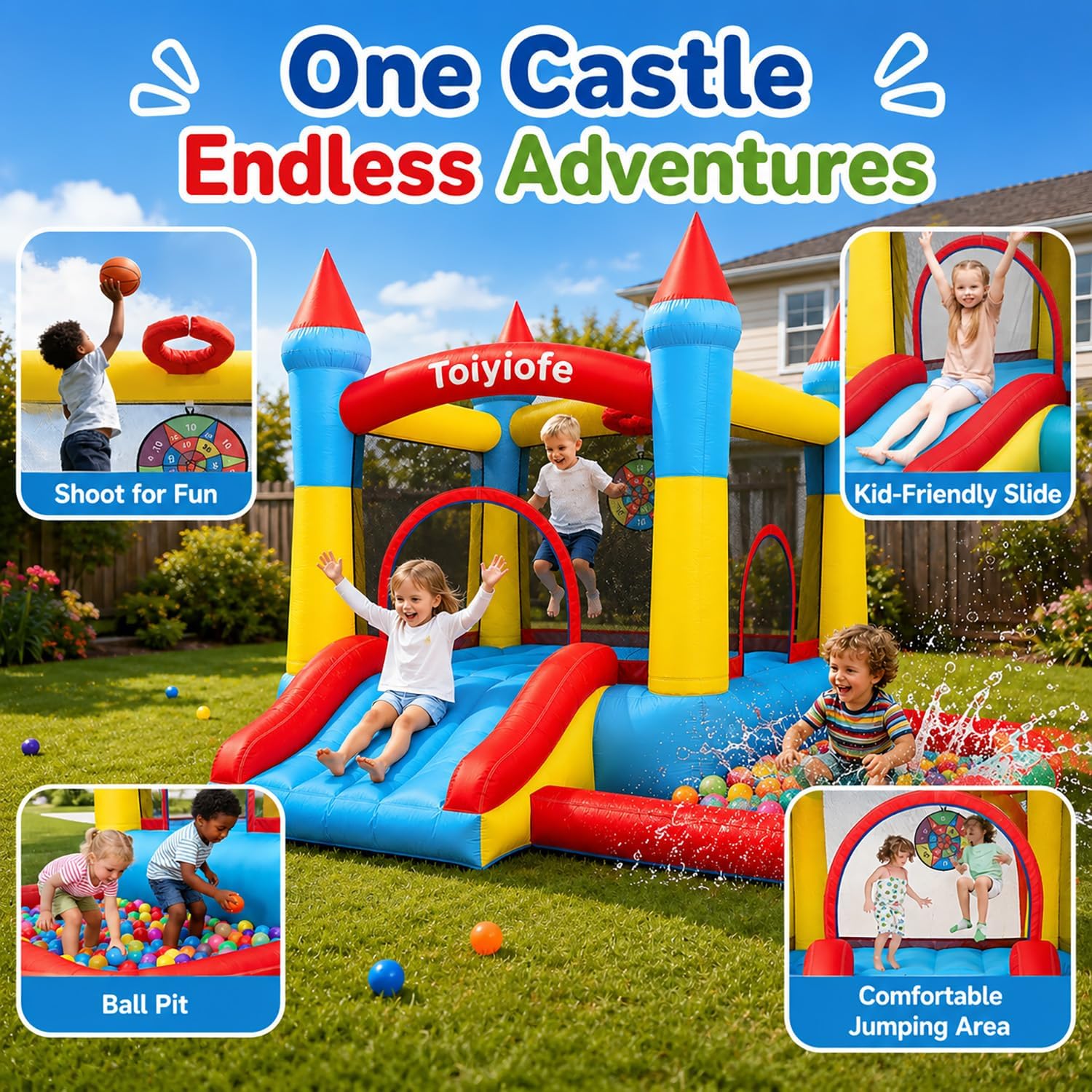 3-6 Yaş Çocuklar İçin Şişme Oy - Kids Outdoor House With Slide incelemesi ve fiyatı