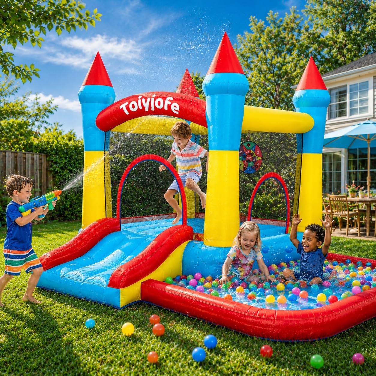 3-6 Yaş Çocuklar İçin Şişme Oy - Kids Outdoor House With Slide incelemesi ve fiyatı