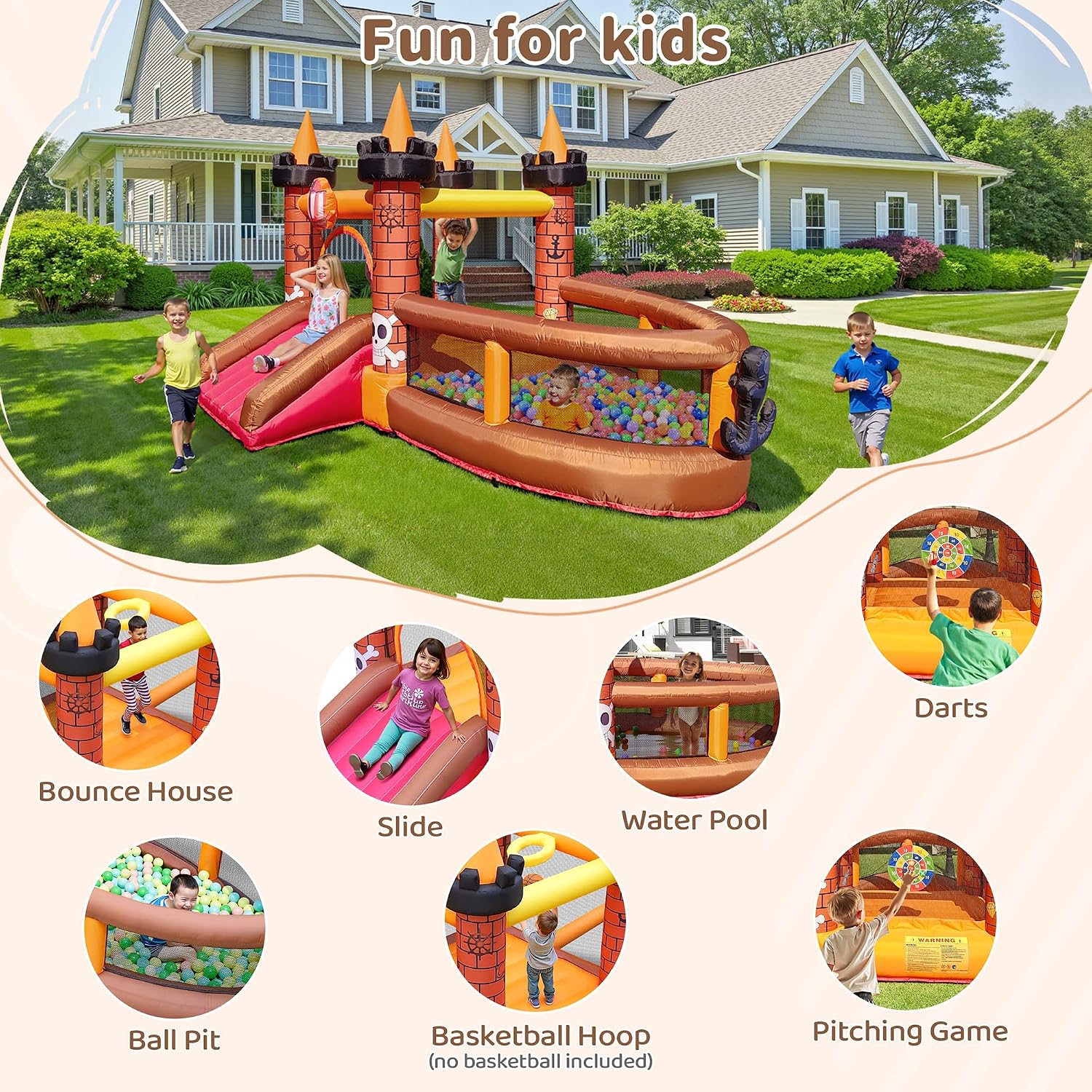 3-8 Yaş Çocuklar İçin Şişme Oy - Kids Outdoor House With Slide incelemesi ve fiyatı