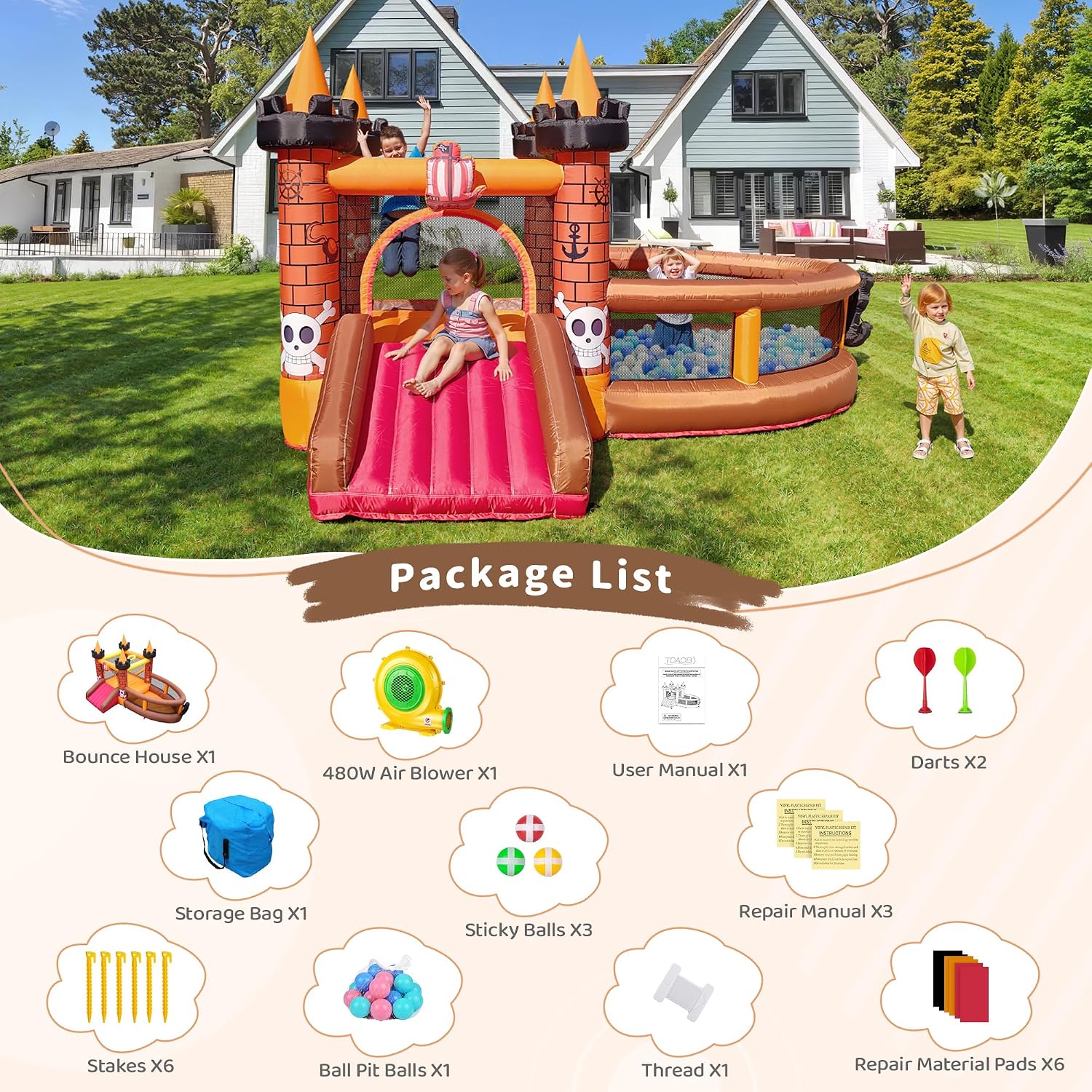 3-8 Yaş Çocuklar İçin Şişme Oy - Kids Outdoor House With Slide incelemesi ve fiyatı