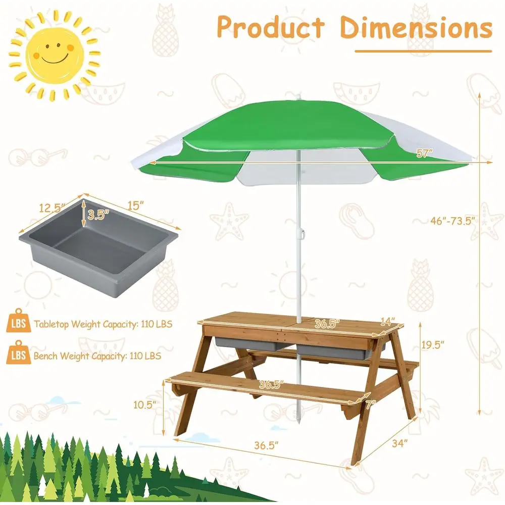 Çocuklar için Çıkarılabilir Ku - Kids Outdoor Picnic Table incelemesi ve fiyatı