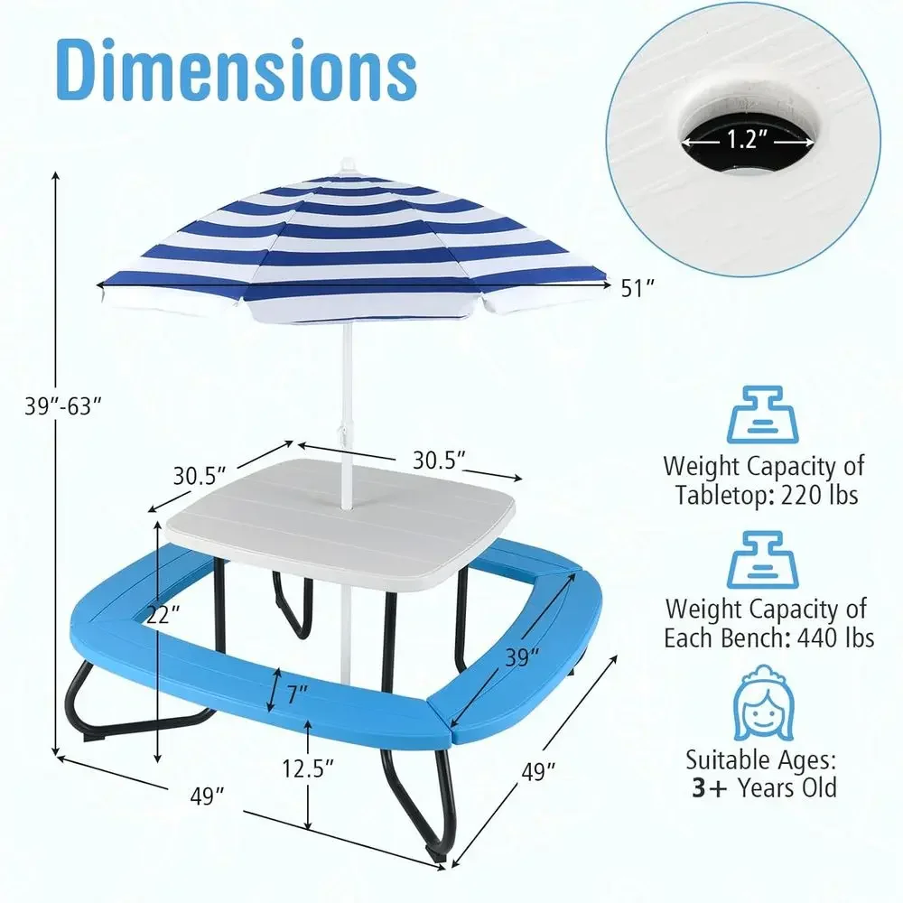 8 Kişilik Çocuk Piknik Masası, - Kids Outdoor Picnic Table incelemesi ve fiyatı
