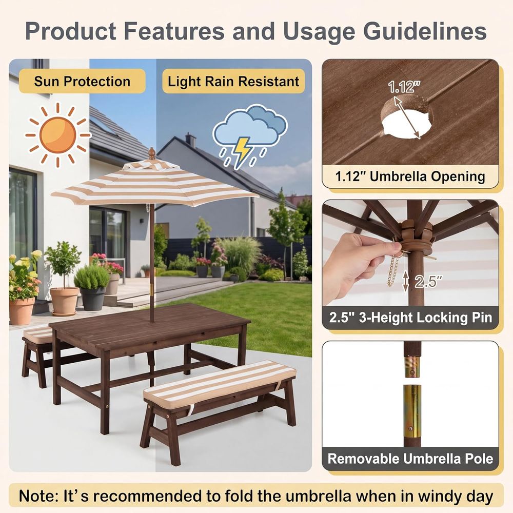 Çocuk Piknik Masası, Büyük 42“ - Kids Outdoor Picnic Table incelemesi ve fiyatı