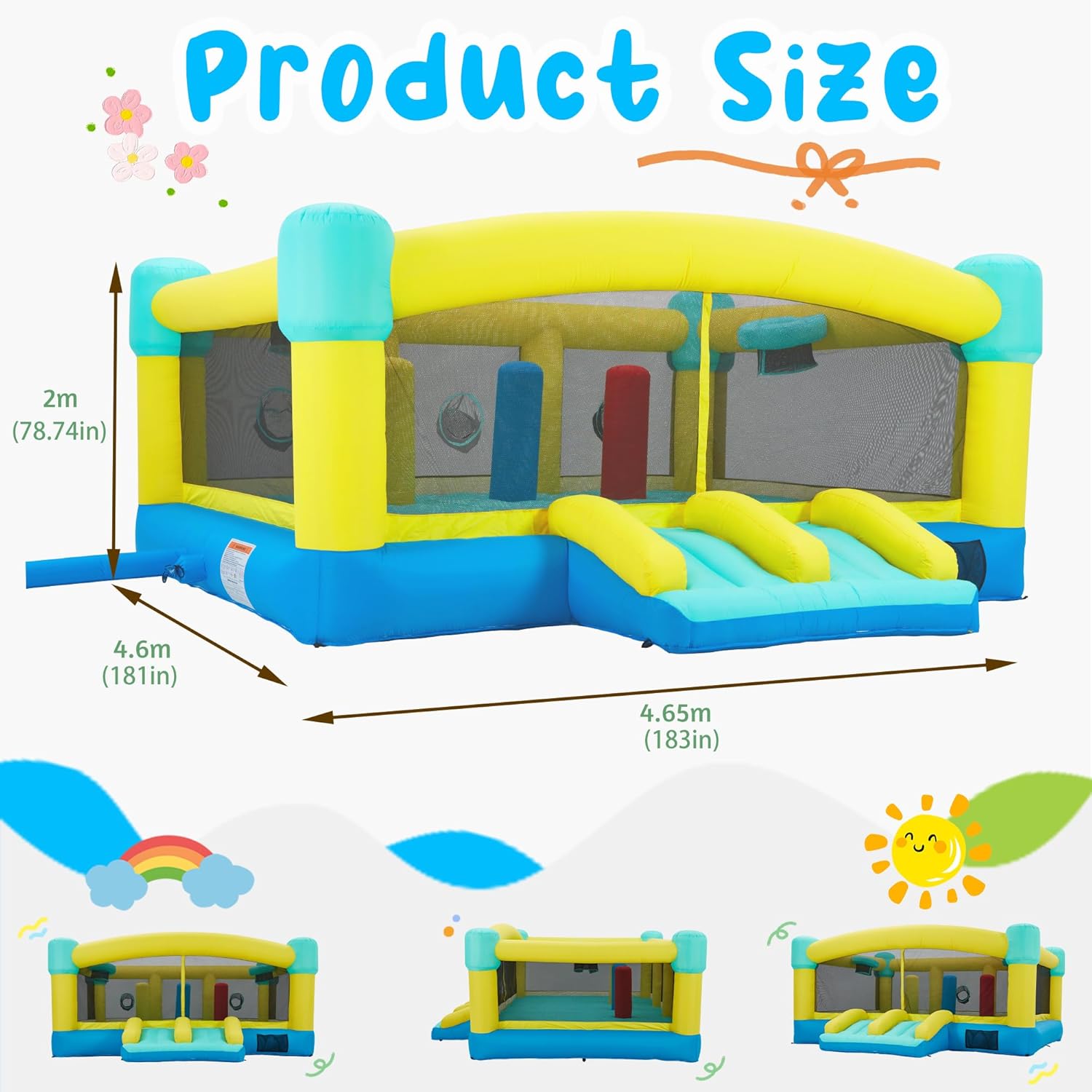 Büyük Zıplama Evi, 15 x 14.8 F - Kids Outdoor House With Slide incelemesi ve fiyatı