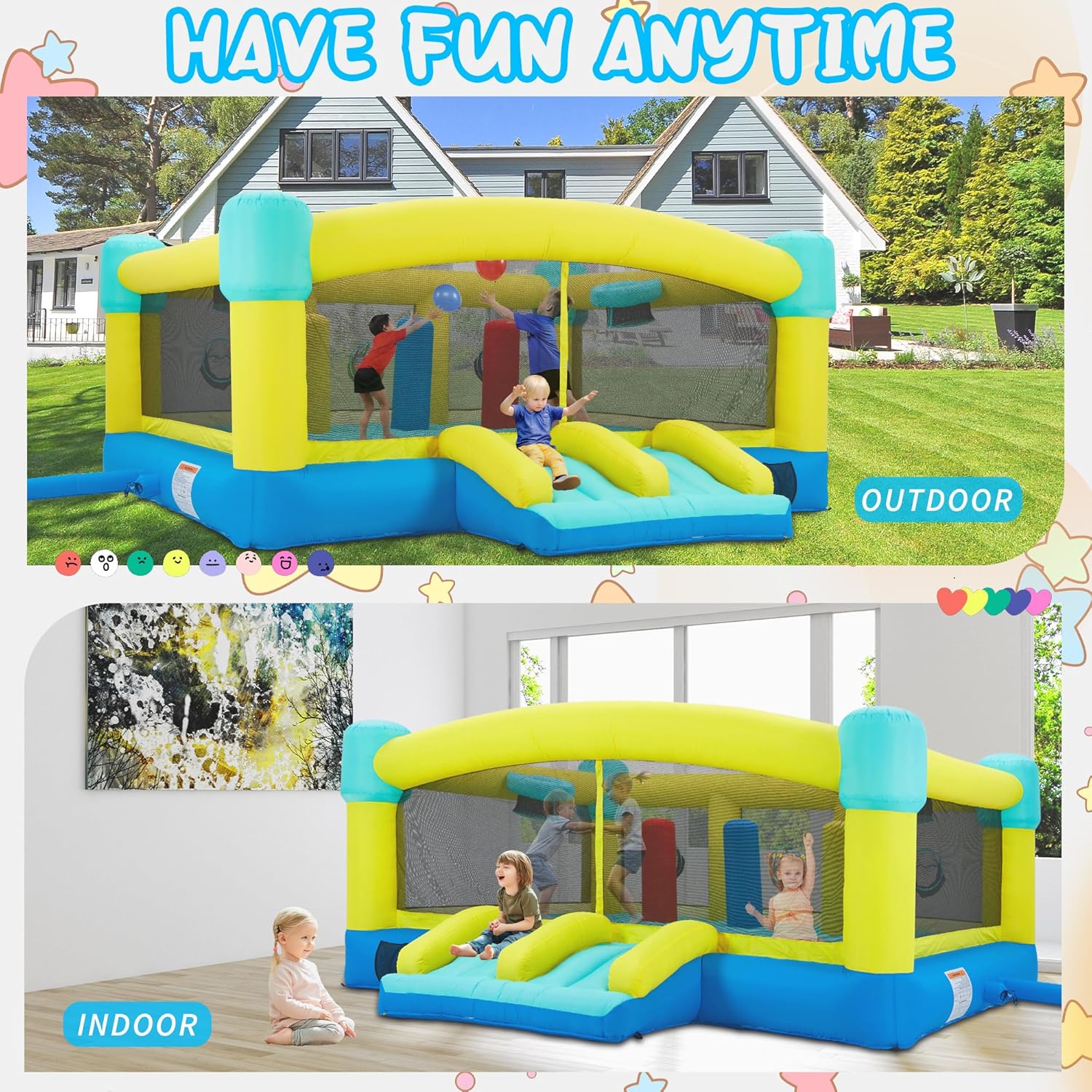 Büyük Zıplama Evi, 15 x 14.8 F - Kids Outdoor House With Slide incelemesi ve fiyatı
