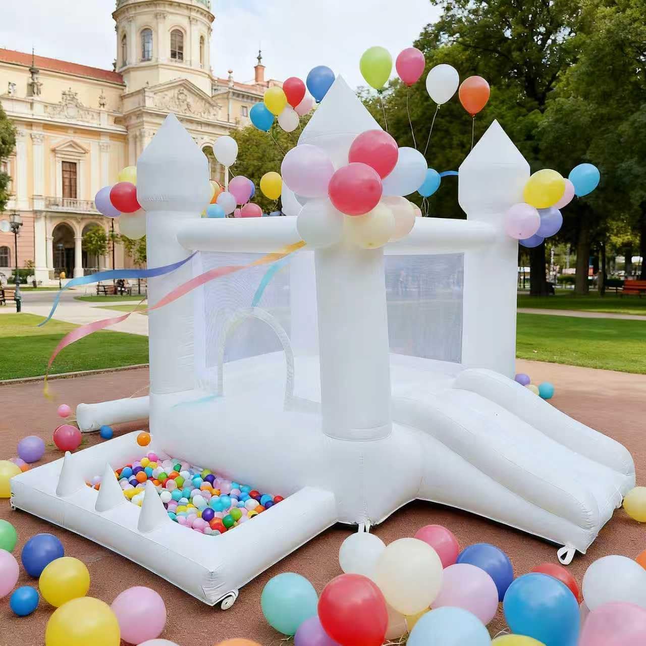 Beyaz Zıplama Evi, İç ve Dış M - Kids Outdoor House With Slide incelemesi ve fiyatı