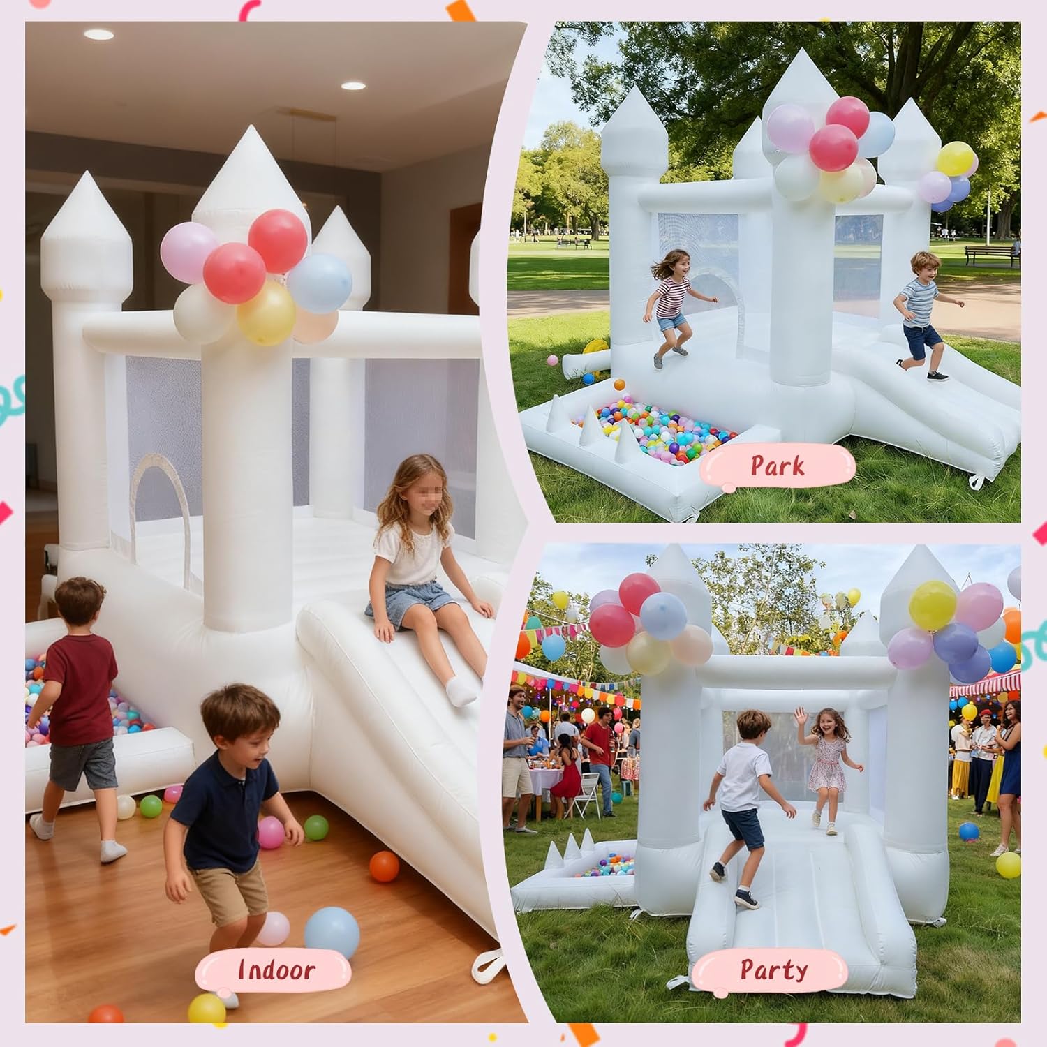 Beyaz Zıplama Evi, İç ve Dış M - Kids Outdoor House With Slide incelemesi ve fiyatı