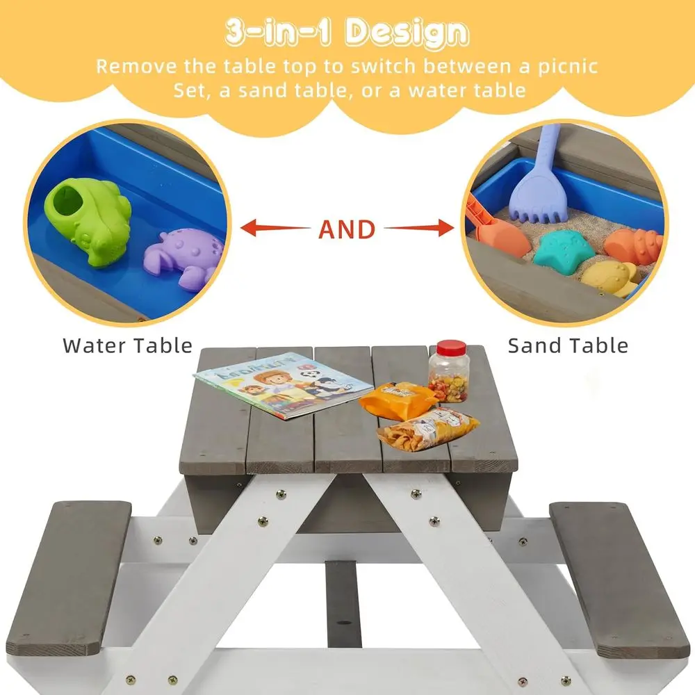 Çocuklar için 3'ü 1 Arada Ahşa - Kids Outdoor Picnic Table incelemesi ve fiyatı