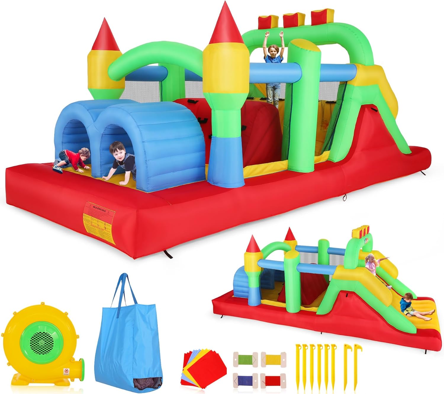 KF Şişme Engel Parkuru Büyük 1 - Kids Outdoor House With Slide incelemesi ve fiyatı