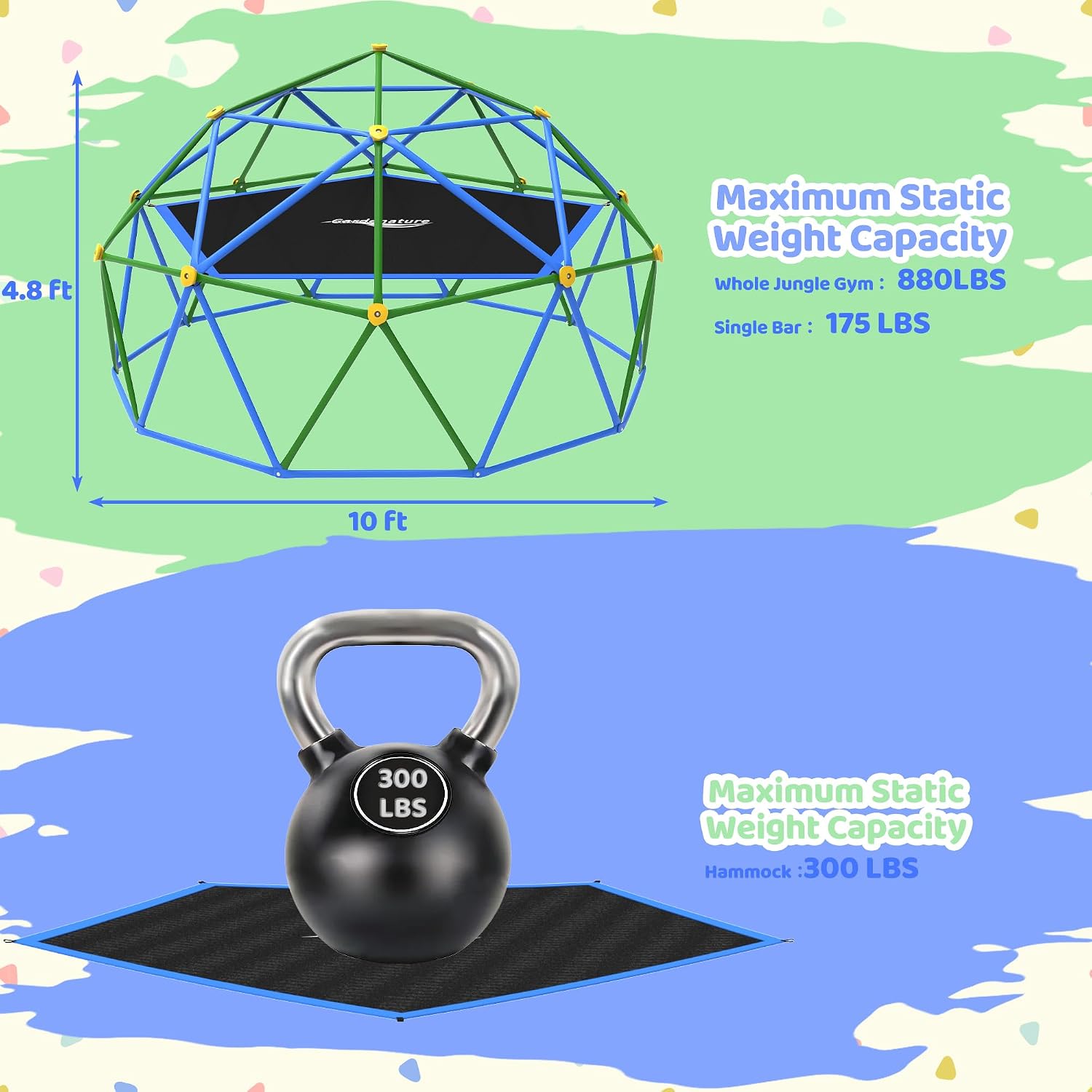10FT Tırmanma Kubbesi ve Hamak - Kids Outdoor Jungle Gym Dome incelemesi ve fiyatı