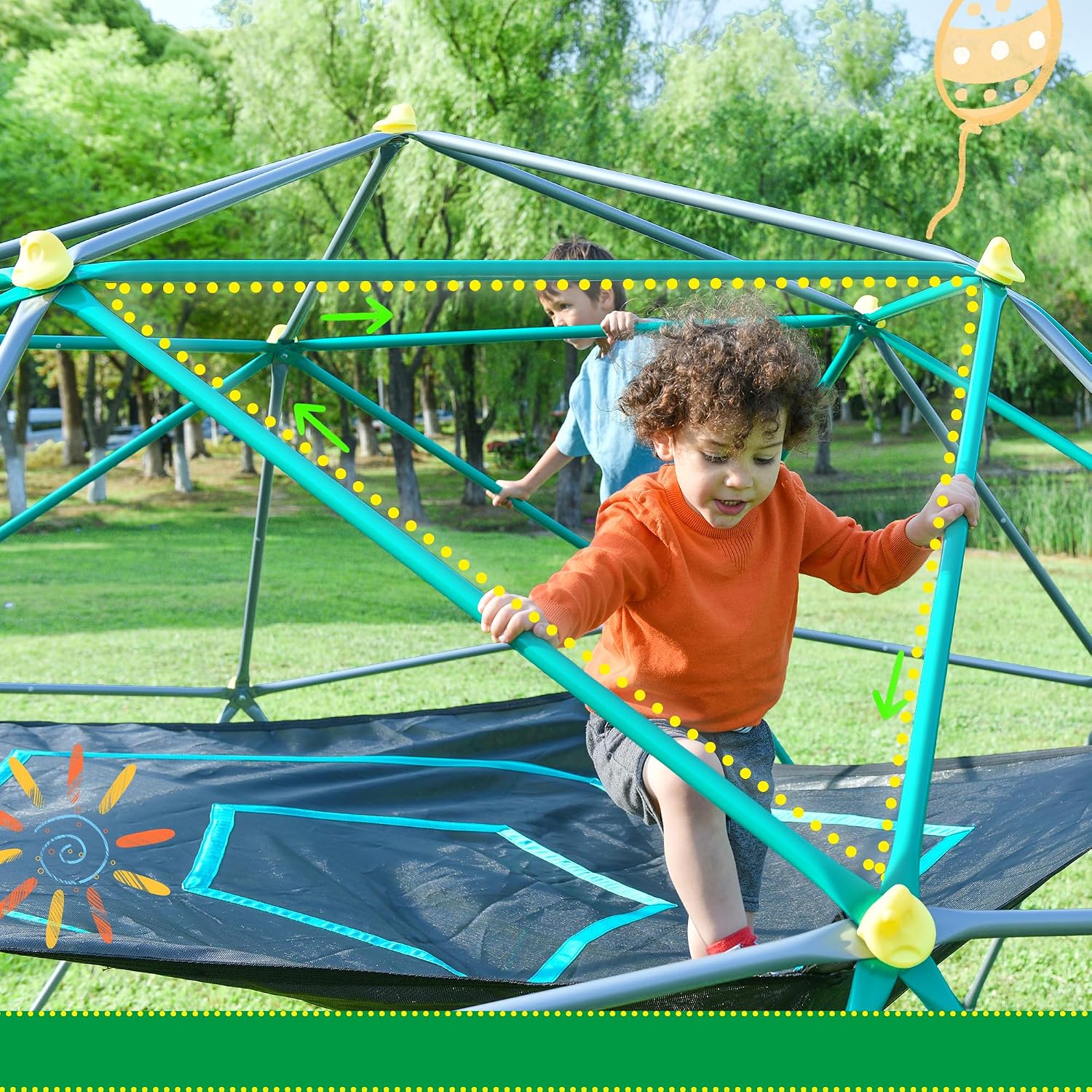 13 FT Tırmanma Kubbesi, 3-10 Y - Kids Outdoor Jungle Gym Dome incelemesi ve fiyatı