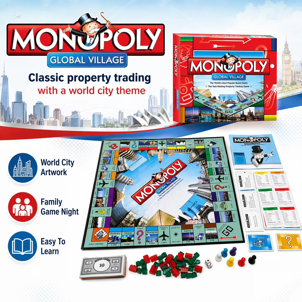 Premium MONOPOLY GLOBAL VILLAG - Hasbro Game Monopoly incelemesi ve fiyatı